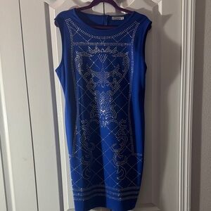 Stylish Blue Mini Dress with Silver Accents
